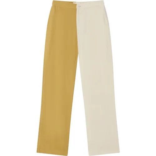 Yellow Patched Cropped Pants , female, Sizes: M - thinking mu - Modalova