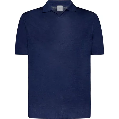 Linen Polo Shirt Navy , male, Sizes: L - 120% lino - Modalova