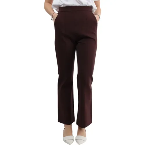 Braune Hose mit Seitlichem Reißverschluss , Damen, Größe: M - Max Mara - Modalova