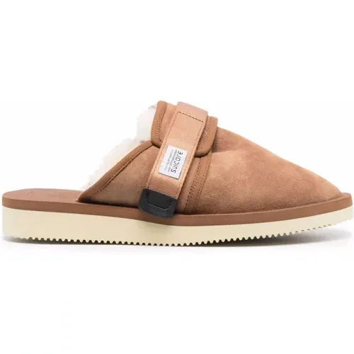 Flat Camel Fur Sandals , female, Sizes: 1 UK, 2 UK - Suicoke - Modalova