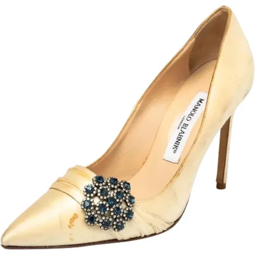 Pre-owned Satin heels , female, Sizes: 4 UK - Manolo Blahnik Pre-owned - Modalova