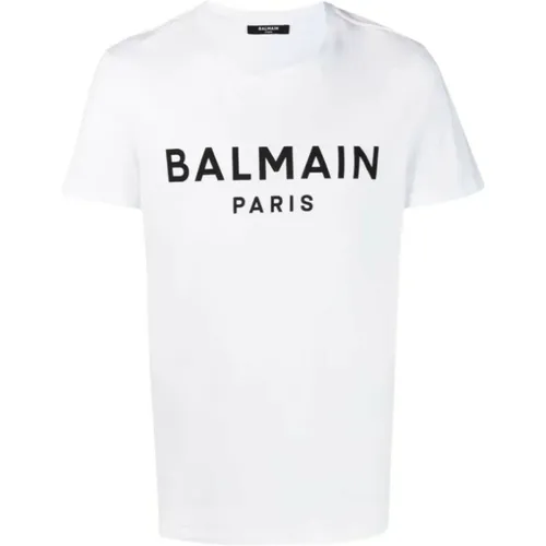 Eco-designed T-shirt with logo print , male, Sizes: L, XL - Balmain - Modalova