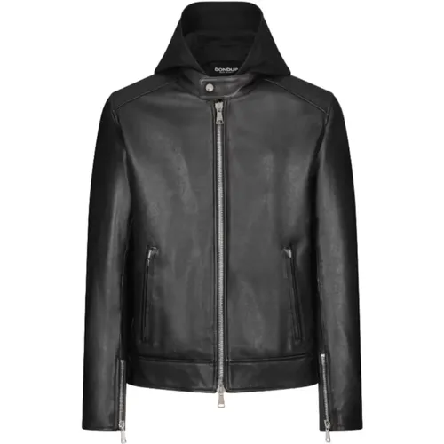 Biker Jacket with Detachable Hood , male, Sizes: M, XL - Dondup - Modalova