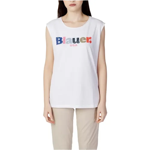 Fragmented Logo Women`s T-Shirt , female, Sizes: M, L, 2XL, XL, S - Blauer - Modalova