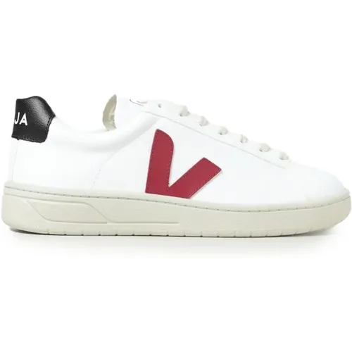 Weiße Sneakers mit Burgunder Detail , Herren, Größe: 43 EU - Veja - Modalova