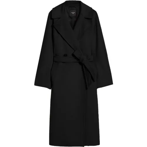 Schwarze Mäntel mit Resina Details , Damen, Größe: 2XS - Max Mara Weekend - Modalova