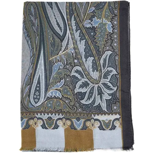 Floral Paisley Striped Fringed Scarf , male, Sizes: ONE SIZE - ETRO - Modalova