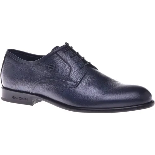 Lace-up in dark tumbled leather , Herren, Größe: 40 EU - Baldinini - Modalova