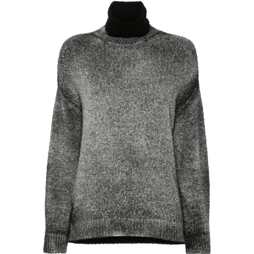 Handbemalter Grauer Strickpullover , Damen, Größe: S - Avant Toi - Modalova