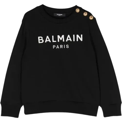 Schwarzer Logo Print Pullover - Balmain - Modalova