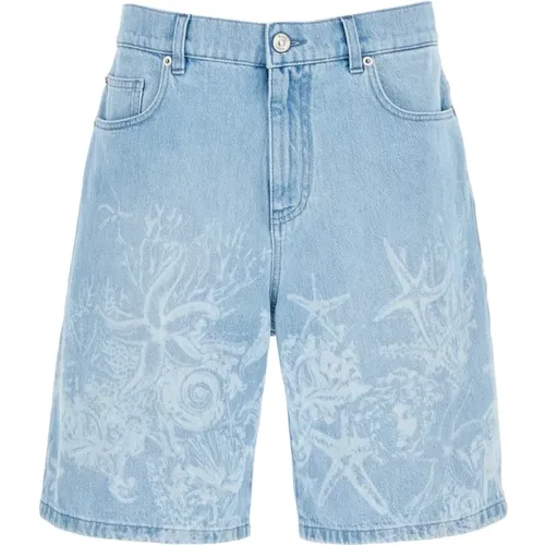 Barocco Sea Denim Bermuda Shorts - Versace - Modalova