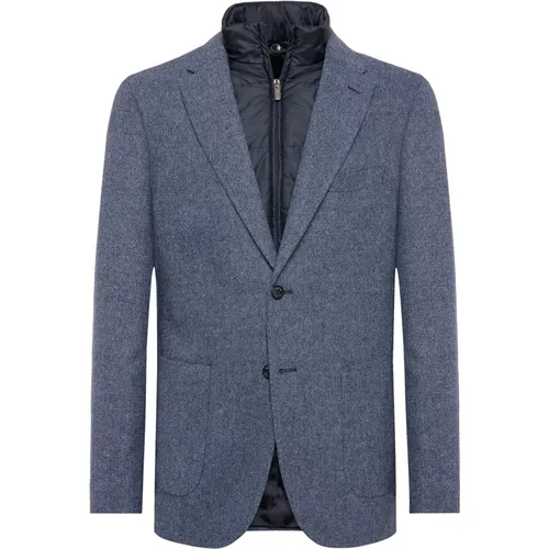 Micro Fancy Wool Blazer mit abnehmbarem Latz , Herren, Größe: 4XL - Boggi Milano - Modalova