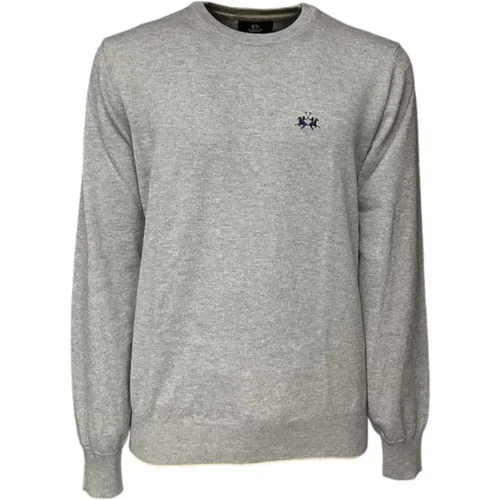 Herren Logo Pullover Grau Baumwolle Wolle , Herren, Größe: 2XL - LA MARTINA - Modalova