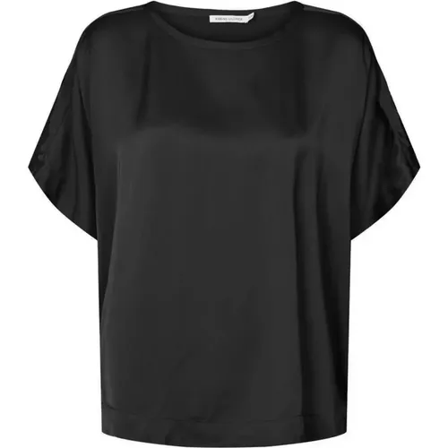 Schwarze Bluse mit kurzen Ärmeln Serena , Damen, Größe: S/M - Rabens Saloner - Modalova