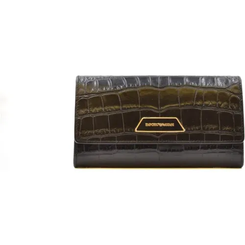 Casual Geldbörse aus Krokodilleder , Damen, Größe: ONE Size - Emporio Armani - Modalova