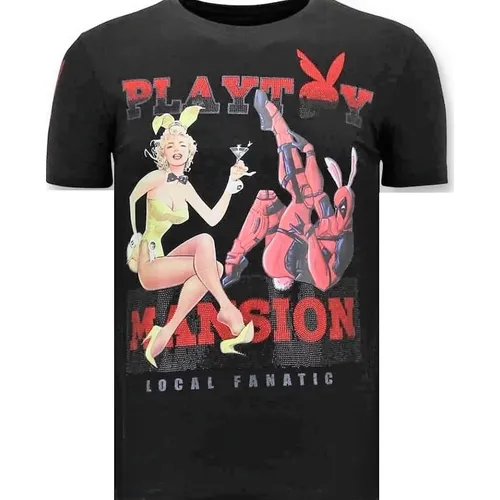 Luxus Herren T-Shirt - The Playtoy Mansion - 11-6386Z , Herren, Größe: S - Local Fanatic - Modalova