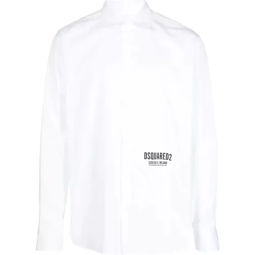 Cotton Shirt with Logo Print , male, Sizes: L, XS, 2XL, M, XL - Dsquared2 - Modalova