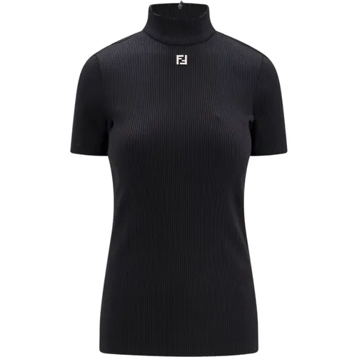 Ribbed Mock Turtleneck Top , male, Sizes: L - Fendi - Modalova