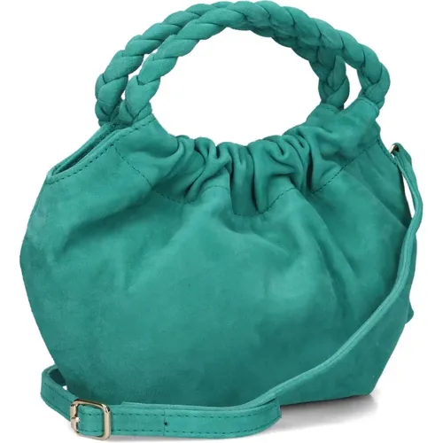 Grüne Wildleder Damenhandtasche Zameli , Damen, Größe: ONE Size - Unisa - Modalova