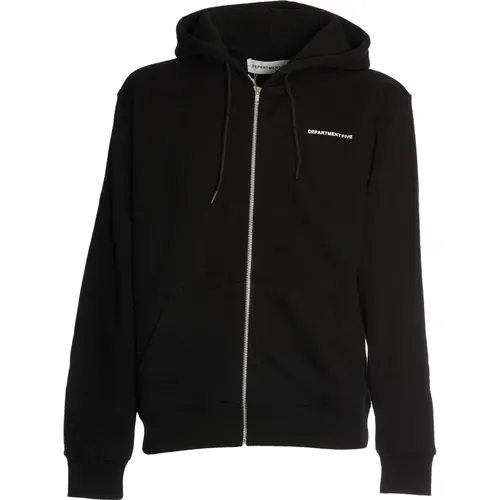 Janis Kapuzen-Zip-Sweatshirt Schwarz , Herren, Größe: M - DEPARTMENT FIVE - Modalova