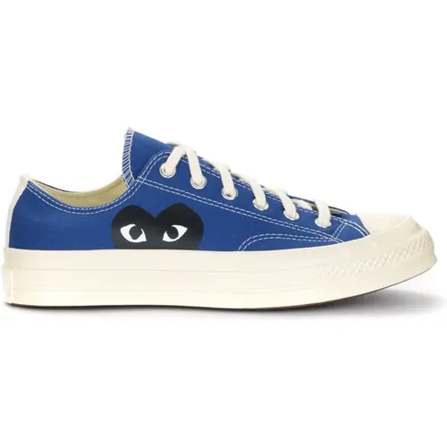 Blauer Canvas Sneaker mit Schwarzem Herz , Damen, Größe: 42 EU - Comme des Garçons Play - Modalova