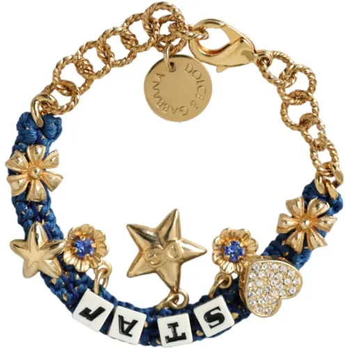 Star Chain Charm Bracelet Gold Blue , female, Sizes: ONE SIZE - Dolce & Gabbana - Modalova