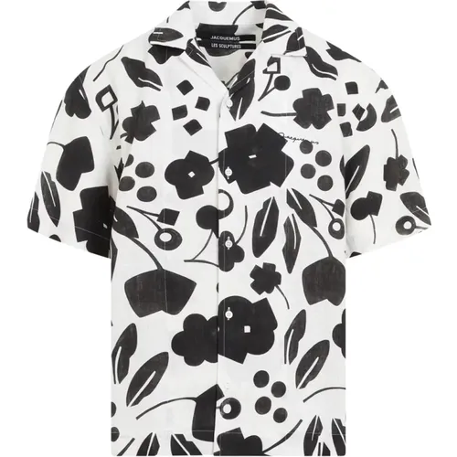 White Flower Embellished Bowling Shirt , male, Sizes: L, XL, S - Jacquemus - Modalova