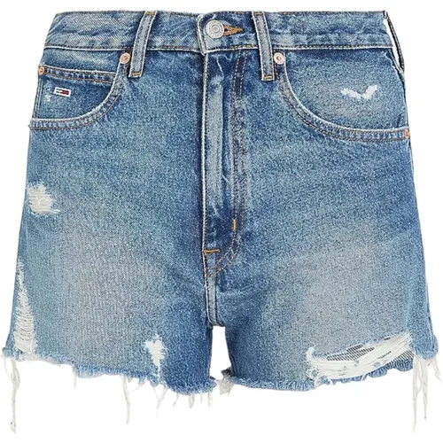 Distressed Frayed Hem Denim Hotpants Shorts , Damen, Größe: W25 - Tommy Jeans - Modalova