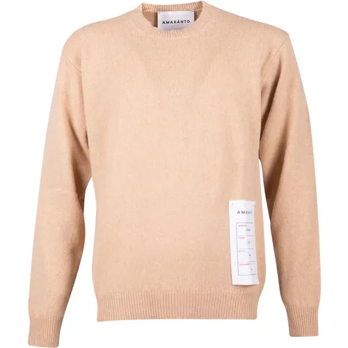 Amaránto, Haselnuss Beige Rundhalsausschnitt Wolle Kaschmir Pullover , Herren, Größe: M - AMARÁNTO - Modalova