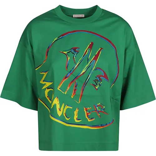 Grünes T-Shirt , Damen, Größe: XS - Moncler - Modalova