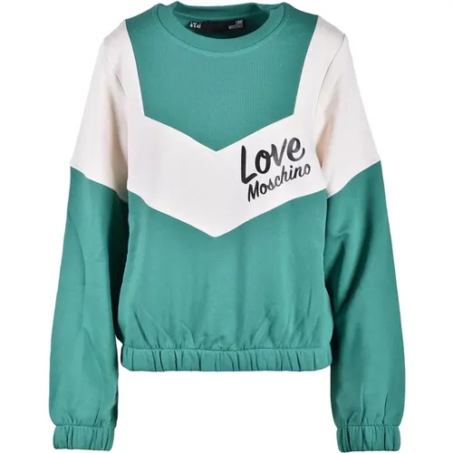 Sky Blue Sweatshirt for Women , female, Sizes: M, XS, L, S, 2XS - Love Moschino - Modalova