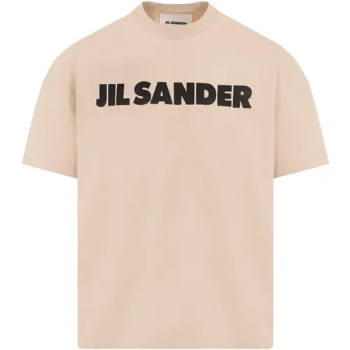 Dunkles Sand Baumwoll T-Shirt , Herren, Größe: L - Jil Sander - Modalova