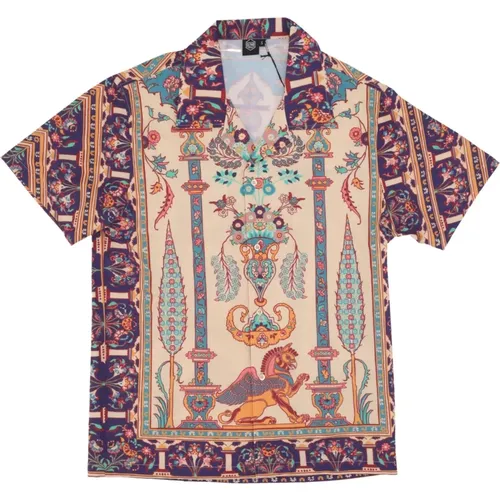 Beige/Multi Persian Rug Bowling Shirt , Herren, Größe: 2XL - Dolly Noire - Modalova