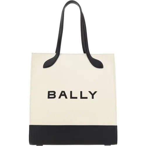 White and Black Leather Tote Shoulder Bag , female, Sizes: ONE SIZE - Bally - Modalova