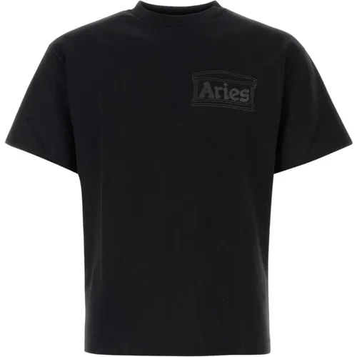 Schwarzes Temple T-Shirt , Herren, Größe: L - Aries - Modalova