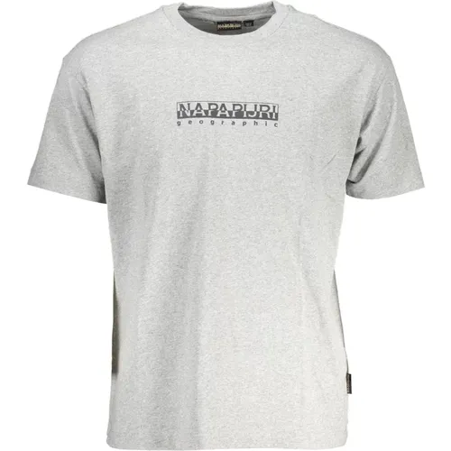 Elegantes graues Logo-Tee mit zeitlosem Stil , Herren, Größe: XL - Napapijri - Modalova