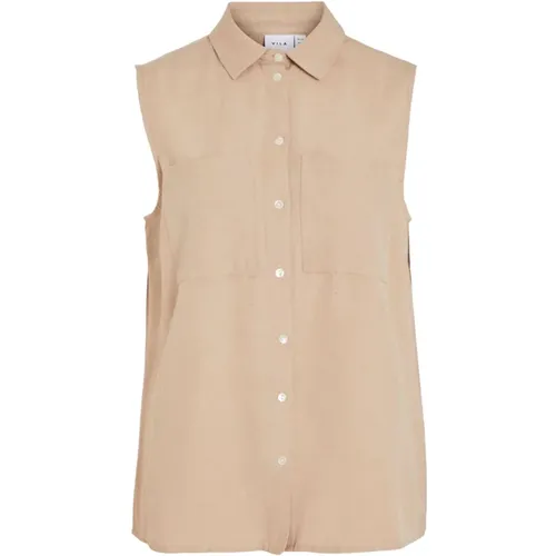Sleeveless Button-Up Shirt , female, Sizes: M - Vila - Modalova