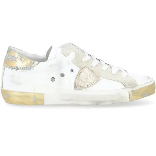 Vintage Sneaker in Weiß, Gold, Blau , Damen, Größe: 36 EU - Philippe Model - Modalova