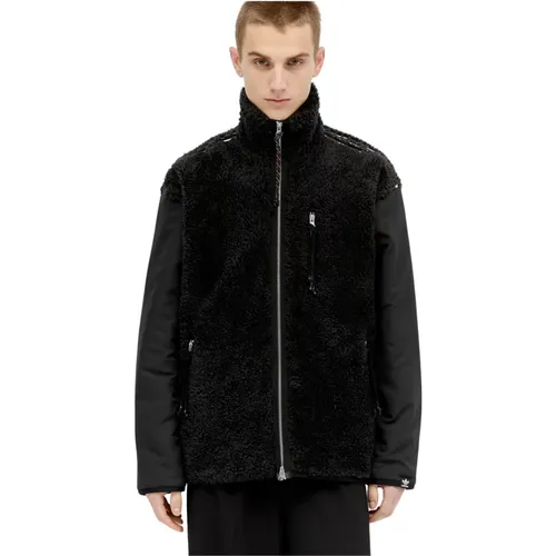 Gepolsterte Fleecejacke mit Stickerei , Herren, Größe: M - Adidas - Modalova