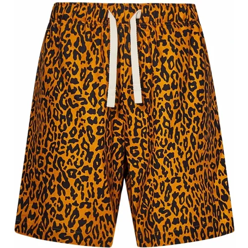 Leopard Print Orange Shorts - Palm Angels - Modalova