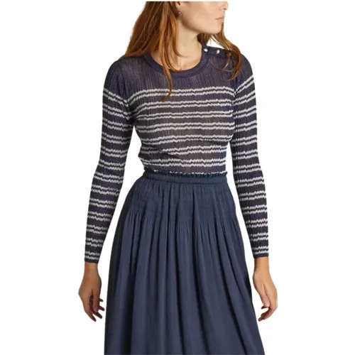 Navy Metallic Striped Jumper , female, Sizes: M - BA&SH - Modalova