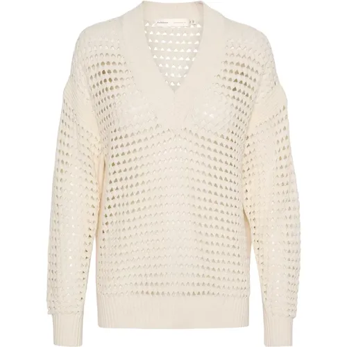 White Knit Sweater with Cool Pattern , female, Sizes: 3XL, XS, XL, M, L, S - InWear - Modalova