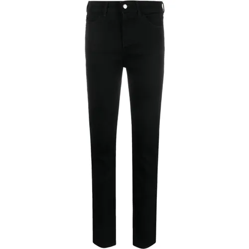 Schwarze Mid-Rise Slim-Fit Jeans , Damen, Größe: W26 - Emporio Armani - Modalova