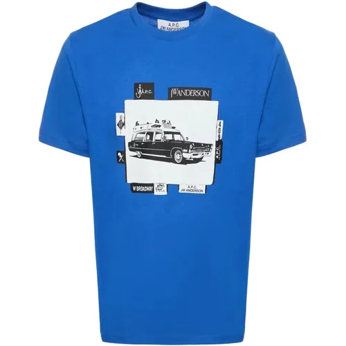 Blaues Baumwoll-T-Shirt mit Frontdruck - A.p.c. - Modalova