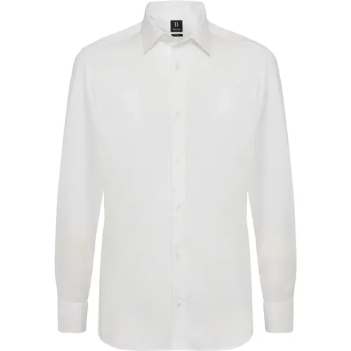 Slim Fit Weiße Pinpoint Baumwollhemd , Herren, Größe: XL - Boggi Milano - Modalova