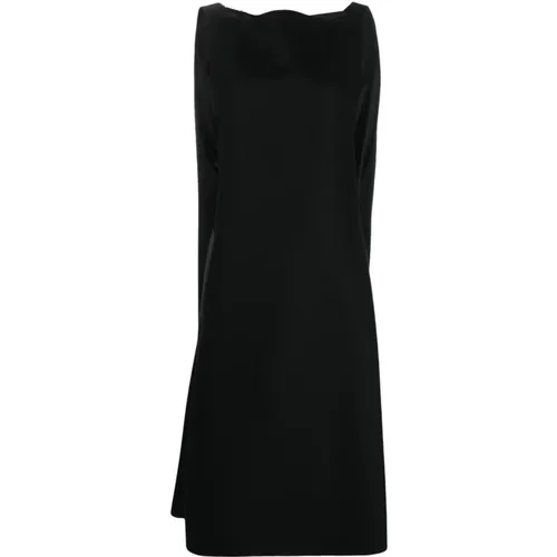 Schwarzes A-Linien Midi-Kleid aus Wolle - Maison Margiela - Modalova