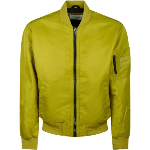 Tuscan Olive Bomber Jacket , male, Sizes: M, S - Calvin Klein - Modalova