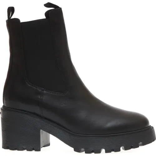 Schwarze Leder Stiefeletten Trendy Stil - Hogan - Modalova