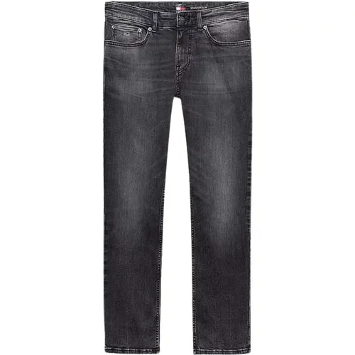 Grey Slim Fit Jeans with Distressed Look , male, Sizes: W32 - Tommy Hilfiger - Modalova