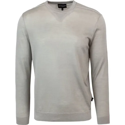 Grey Crewneck Ribbed Sweater , male, Sizes: M, XL - Emporio Armani - Modalova